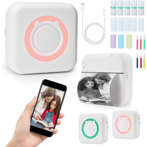 Thermische Draagbare Smartphone Fotoprinter - Direct Afdrukken - Compact en Draadloos - Bluetooth Connectiviteit - Voor On-the-Go Herinneringen