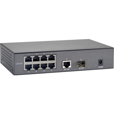 LevelOne FGP-1000W90 10-Port Fast Ethernet PoE Switch [1x GE, 9x FE PoE, 82W, 4k MAC, 5.6 GBps]