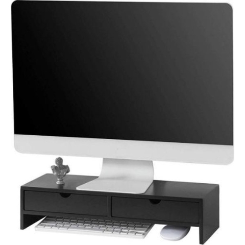 Mara Monitorstandaard - Computerstandaard - 2 lades - Bamboe - 47 x 18 x 11 cm