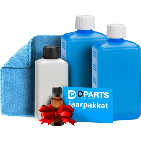 Dparts jaarpakket voor luchtbevochtiger - 2x 500ml Hygiënemiddel, 1x 250ml Reiniger, 1x Essentiële olie (geurolie), 1x microvezeldoekje - alternatief schoonmaak reinigingsmiddel set geschikt voor Venta Airwasher LW15, LW25, LW45, LW80, LW81, LW82