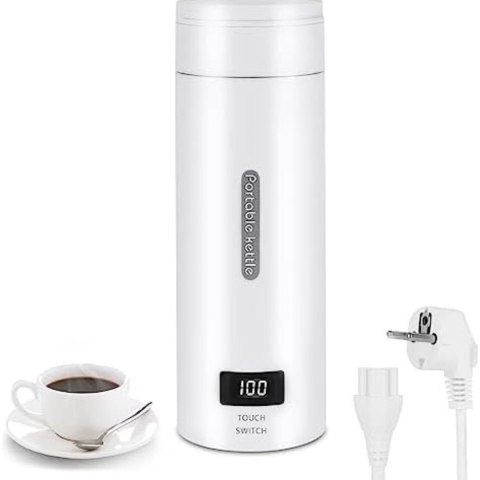 Draagbare Waterkoker - 500ml - 4 Standen - Reiswaterkoker- Mini Waterkoker - Wit