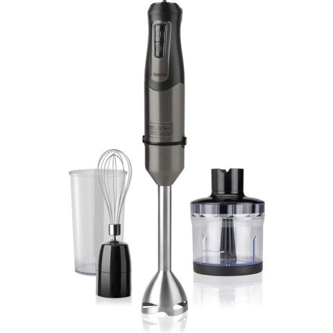 Black+Decker BXHBA1000E - Multifunctionele Staafmixer met Blender en Klopper - 1000 W - RVS
