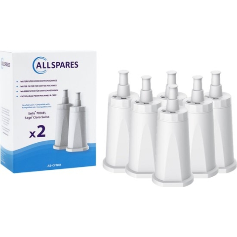AllSpares waterfilter (6x) geschikt voor Sage koffiemachines vervangingsfilter voor Claro Swiss SES008 / BES008