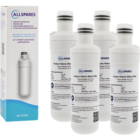 AllSpares waterfilter (4x) voor koelkast geschikt voor LG LT1000P / AGF80300704 / ADQ74793501