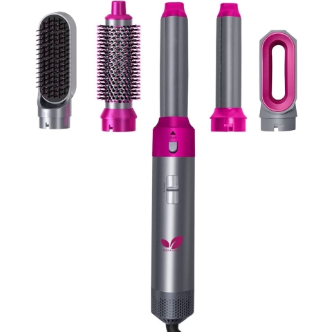 Fameilleur 5 in 1 multifunctionele krultang- haarstyler grijs Fohn- fohnborstel styler-haar borstel- haarborstel- stijltang- stijl tang- Multistyler - Föhnborstel krul tang- haar droger- Borstel Haardroger -Föhn Multi styler Fohnborstel