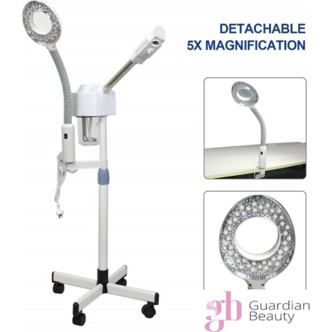 Gezichtsstoomboot met Leoplamp compleet (verdampergezichtstoom) SPA zowel stoomdamp als koude damp
