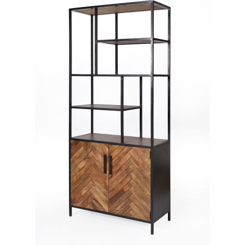Livingfurn - Kabinetkast Brooklyn 90cm - Mangohout / Gecoat Staal