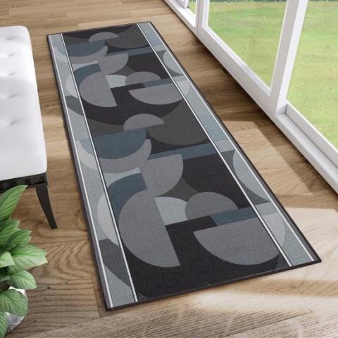 Tapiso Antislip Rubber Loper Vloerkleed Mat Grijs Gang Woonkamer Rubbermat Tapijt Maat- 80x200