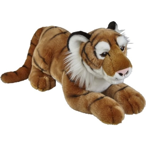 Grote pluche bruine tijger knuffel 50 cm - Tijgers wilde dieren knuffels - Speelgoed voor kinderen