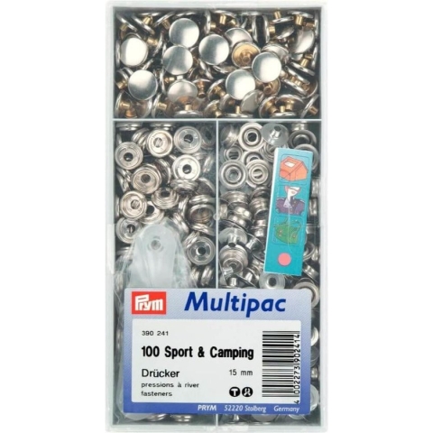 Prym Naaivrijdrukknoop Sport Camping 15 mm Zilver - 100 stuks