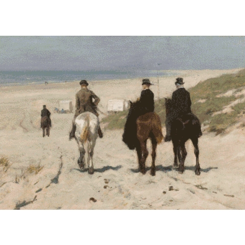 MyHobby Borduurpakket – Morgenrit langs het strand 70×50 cm - Aida stof 5,5 kruisjes/cm (14 count)