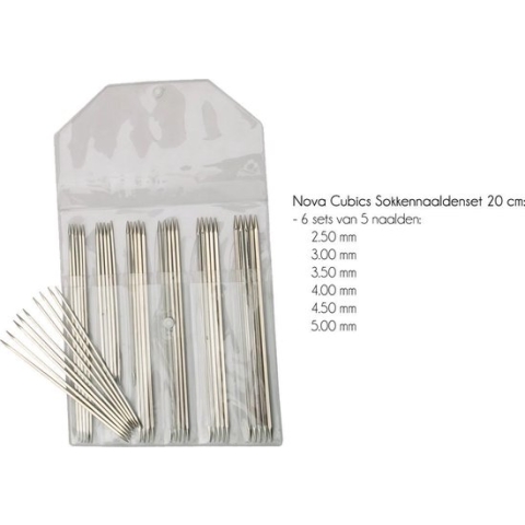 KnitPro Nova Cubics sokkennaaldenset 20cm 2.50-5.00mm