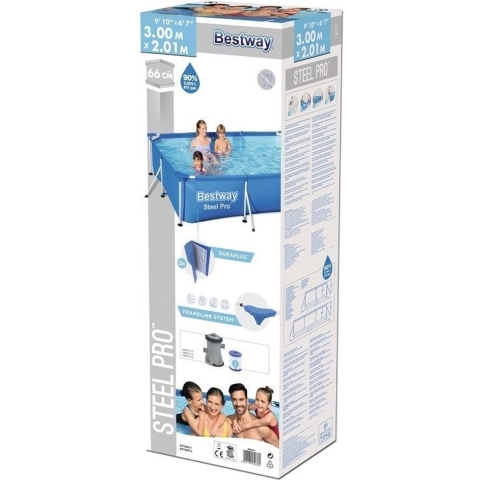 Bestway Steel Pro - zwembad - 300x201x66 cm - opzetzwembad - met filterpomp