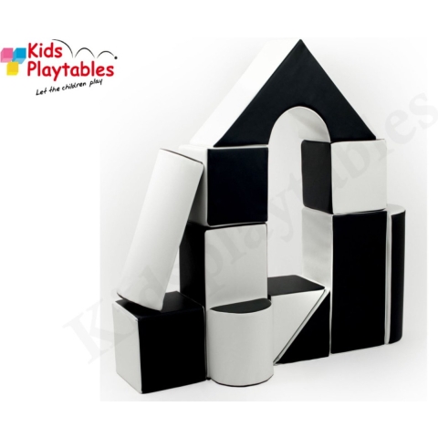 Zachte Soft Play Foam Blokken set 11 stuks zwart-wit | grote speelblokken | baby speelgoed | foamblokken | reuze bouwblokken | motoriek peuter | schuimblokken