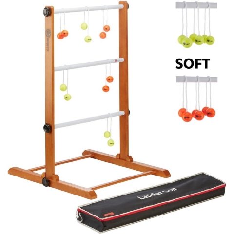 Prof. Laddergolf Spinladder set van Ubergames. SOFT ballen: Fluor Geel, Oranje Laddergolf set  Klasse en Geweldig