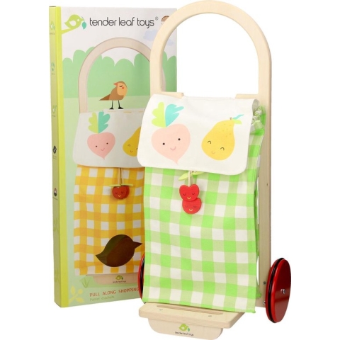 Tender Toys Boodschappentrolley groen/wit Junior 29 X 24 X 63 Cm