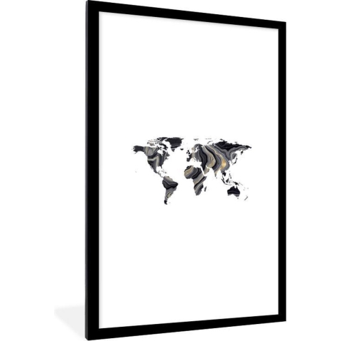 Fotolijst incl. Poster - Wereldkaart - Verf - Goud - 80x120 cm - Posterlijst