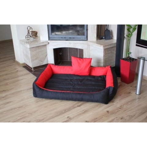 XXL Hondenbed van kunstleer - hondenkussen hondensofa kattenbed hondenkorf - waterdicht - Rood / Zwart