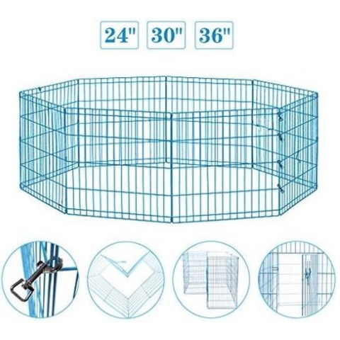 Topmast Puppyren Uitvouwbaar Blauw gecoat metaal. 560cm Omtrek. 60cm hoog.