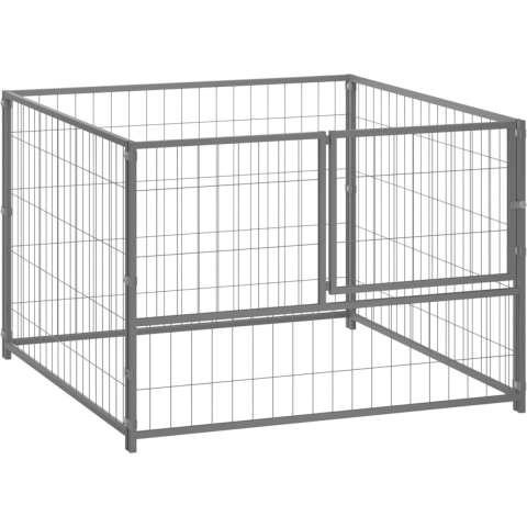 The Living Store Hondenkennel - Grote staaldraad hondenkooi - Zilver - 100x100x70 cm - Veiligheidsgrendel