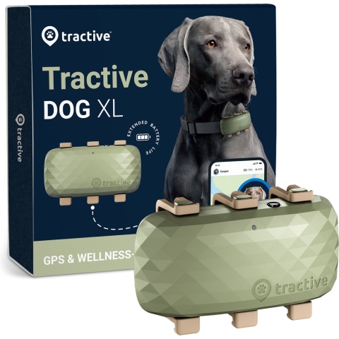 Tractive DOG XL Tracker - Gps halsband hond met grote batterij en Gezondheidswaarschuwingen - Groen
