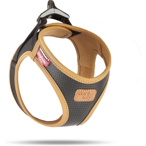 Curli Apple Leather Harness Zwart - Hondentuig - 33.9-38.2 cm