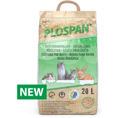 Plospan Kattenbakvulling Houtkorrels - Pallet van 30 stuks - 20 liter per stuk