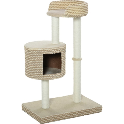 PawHut Kattenboom krabpaal klimboom uitkijkplatforms speelmogelijkheden D30-324