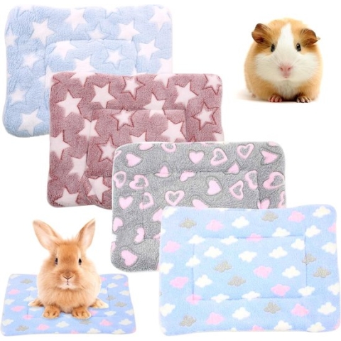 4 stuks kleine zeepaardjes, hamster, bett huis, winter, warm, eicheloren, kaninchen chinchilla Bett Matte Haus Nest Hamster Zubehör(30 x 40 cm)
