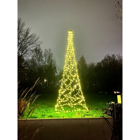 Meisterhome - Kerstboom voor buiten – 3.6 Meter – 600 Led Warm Wit– Met mast - vlaggenmast