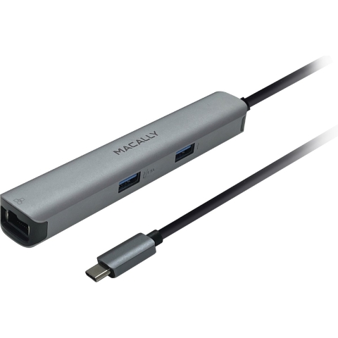 Macally UCDOCK6 Aluminium 6-in-1 USB-C hub met 1 HDMI poort, 1 Ethernet poort, 2 USB-A en 2 USB-C poorten - Spacegrijs