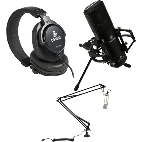 Devine M-Mic PRO USB Podcast Bundel met broadcast arm en hoofdtelefoon