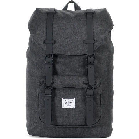 Herschel Little America Mid-Volume - Black Crosshatch/Black / Rrugzak met 17L Opbergvolume - 13" fleece-gevoerd Laptopvak - magnetische sluiting / Beperkte Levenslange Garantie / Zwart