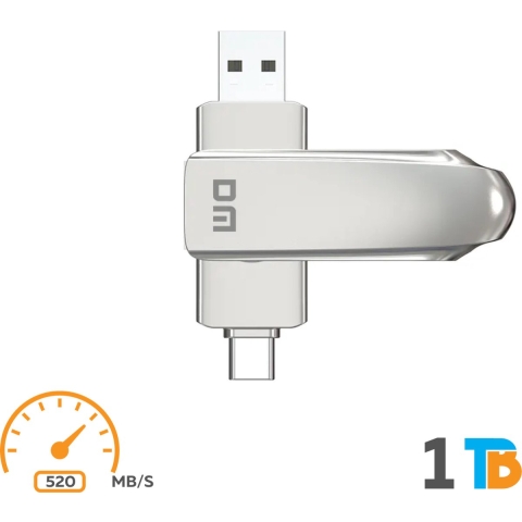 SSD USB Stick - 1 TB opslag - SSD Stick - USB C / USB 3.2 - 520 MB/s - Dual-poort - USB C + USB 3.2