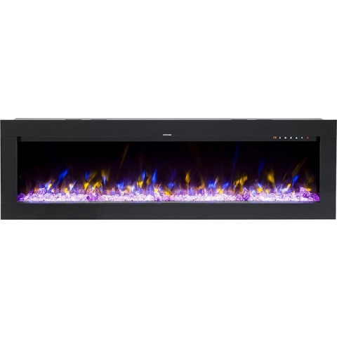 Design4AlleZ Elektrische inbouw sfeerhaard 182,5x45,5x17,5 cm - Zwart Glas