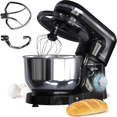 Vivid Green Keukenmachine 2000W - Keukenrobot - Foodprocessor - Keukenmixer met RVS Mengkom - Incl. 5 Accessoires - 6.2L - Zwart