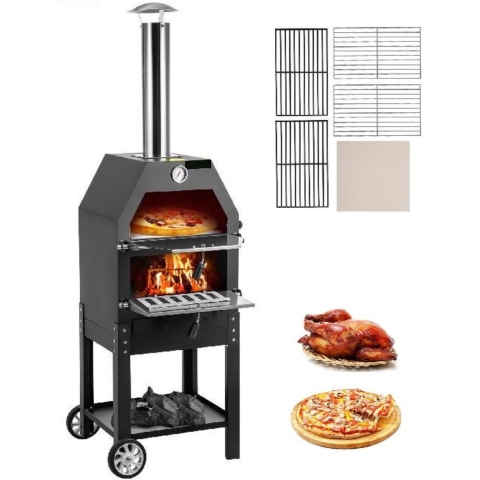 Happyment Pizza Oven Buiten - Pizza Oven Houtgestookte - Steenoven - Pizza Oven - Inclusief Accessoires