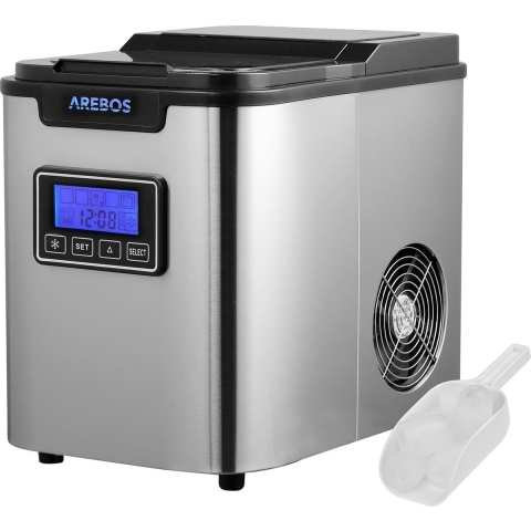 AREBOS Ijsblokjesmachine Roestvrij staal 2,2L LCD Icemaker 12KG/24h