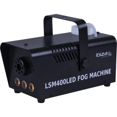 Ibiza Light - Mini rookmachine 400W met 3 gele LED's - Zwart