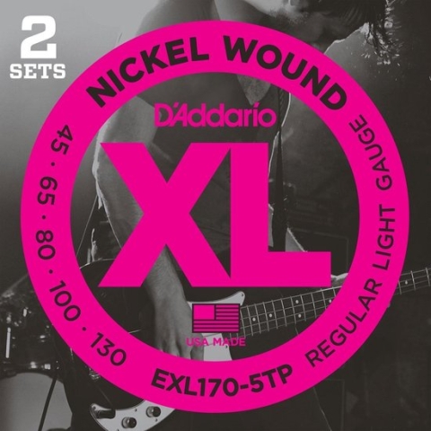 D'Addario EXL170-5TP Regular Light 5-String Twin Pack 45-130