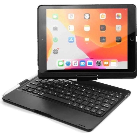 iPadspullekes - Apple iPad Pro 10.5 inch /Air 2019 Toetsenbord Hoes Draaibaar - Bluetooth Keyboard Case - Toetsenbord Verlichting - Zwart
