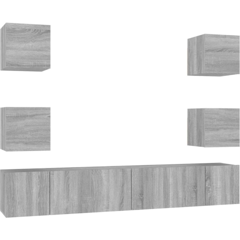 vidaXL-7-delige-Tv-meubelset-bewerkt-hout-grijs-sonoma-eikenkleurig