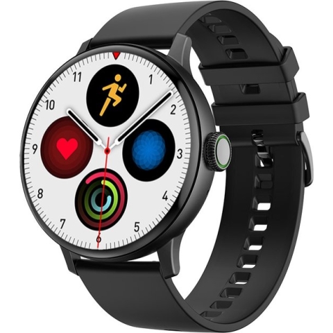 Belesy® NUMBER 2 - Smartwatch Heren – Smartwatch Dames - Horloge – Stappenteller – Calorieën - Hartslag – Sporten - Splitscreen - Kleurenscherm - Full Touch - Bluetooth Bellen – Siliconen – Zwart - Moederdag
