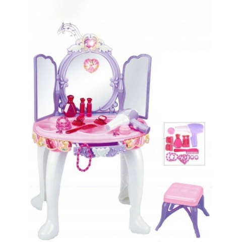 Ilso Kaptafel Kinderen - MP3 - Make up Tafel Kinderen - Kaptafel met Spiegel - Toilettafel - Kaptafel Speelgoed - Kaptafel met spiegel en verlichting - Inclusief Accessoires en batterijen