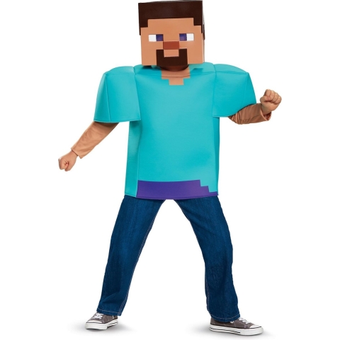 DISGUISE - Klassiek Minecraft steve kostuum voor kinderen - 134/152 (10-12 jaar) - Kinderkostuums