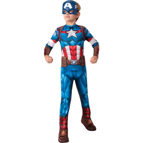 Rubies - Captain America Kostuum - Captain America Kostuum Jongen - Rood / Wit / Blauw - Maat 116 - Carnavalskleding - Verkleedkleding