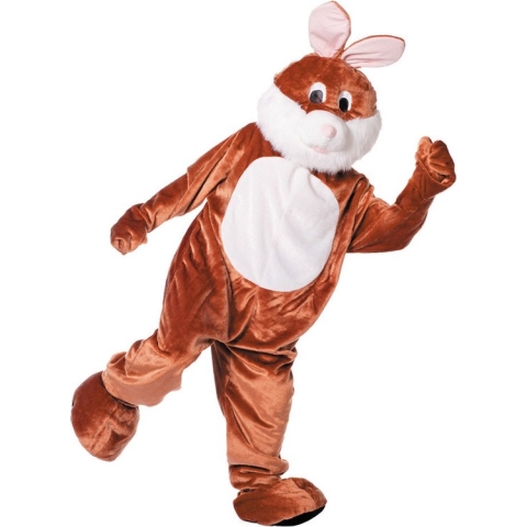 Wilbers & Wilbers - Paashaas Kostuum - Full-Body Mascotte Paashaas - Man - Bruin - Maat 54 - Carnavalskleding - Verkleedkleding