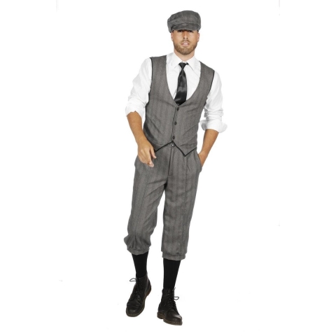 Wilbers & Wilbers - Jaren 20 Danseressen Kostuum - Roaring 20s Set Finn Peaky Kuitboek - Man - Grijs - Maat 46 - Carnavalskleding - Verkleedkleding