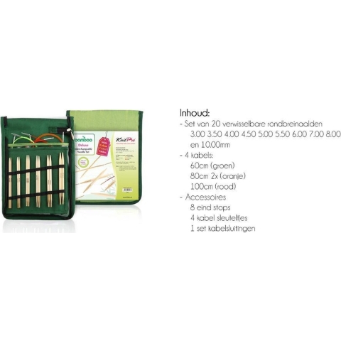 KnitPro Bamboo Verwisselbare Rondbreinaalden - Deluxe Set