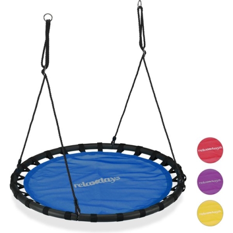 Relaxdays Nestschommel - schotelschommel - buiten schommel - kinderschommel - XL- 120 cm - blauw